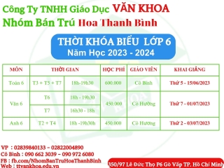 Lịch học trung học cơ sở năm 2024 - 2025