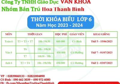 Lịch học trung học cơ sở năm 2024 - 2025